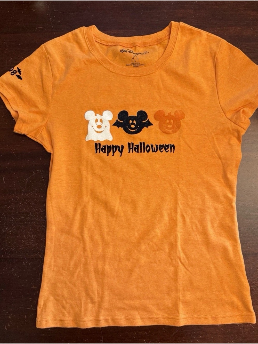 Disney Orange Mickey Halloween Short Sleeve Tee